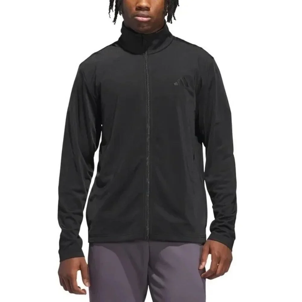 NEW Adidas Tricot FZ  Men's L Black Full-Zip Jacket Polyester Lightweight G1817